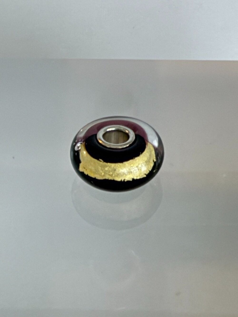 Trollbeads Deep Plulm Glass Bead with Gold Foil Accent